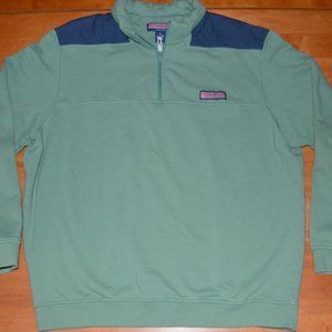Vineyard Vines Shep & Ian Mens XL Green/Blue 1/4-Zip Pullover Sweater NICE